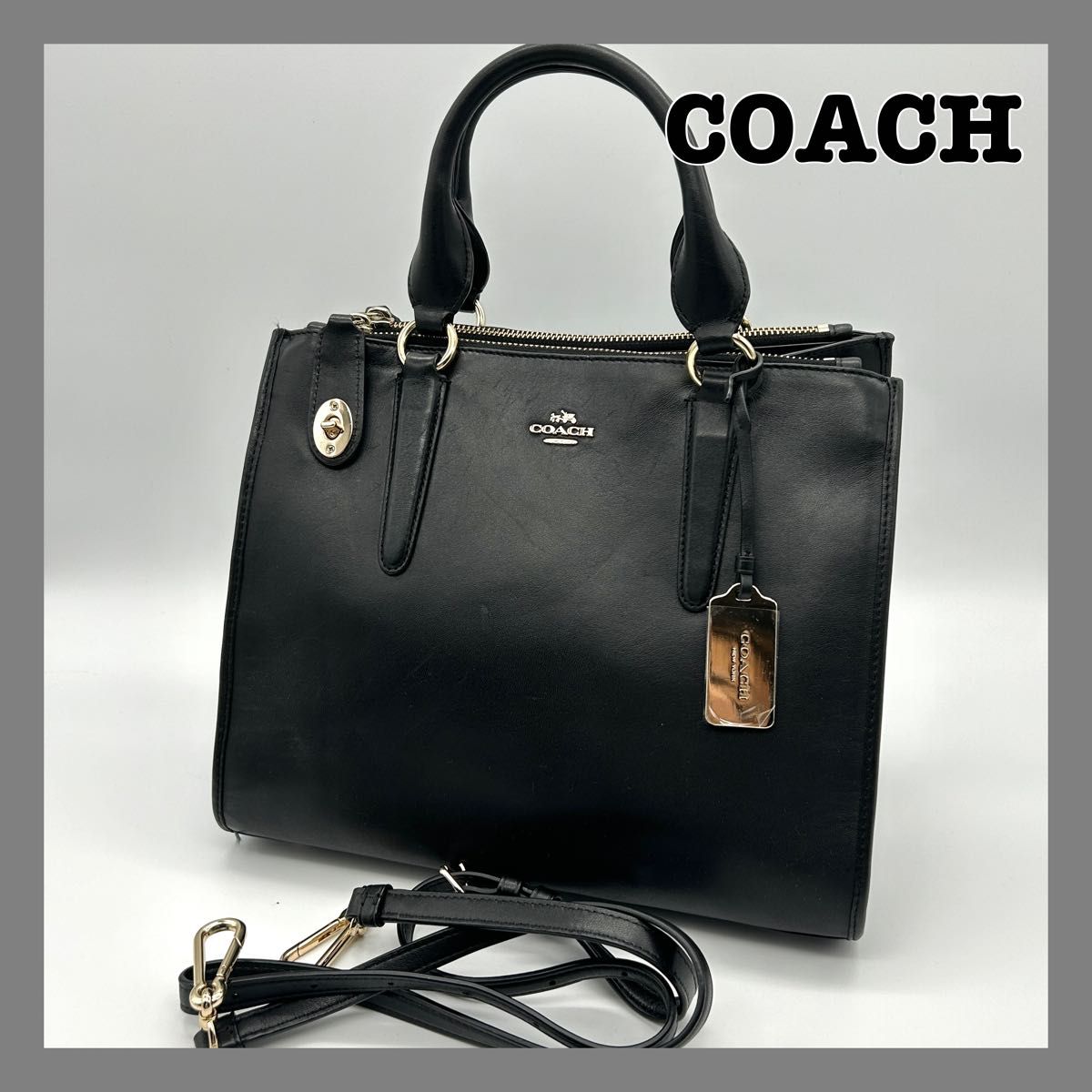 COACH ハンドバッグ  2way ゴールド金具 レザー ブランドバッグ 黒