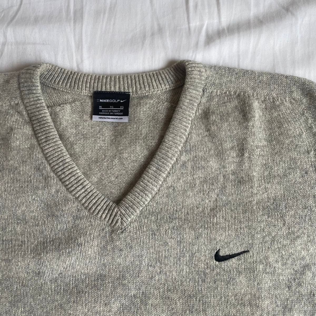 00s nike golf Vネック ウール ニット セーター グレー ナイキ 00s nike golf Vネック ウール ニット セーター グレー ナイキ