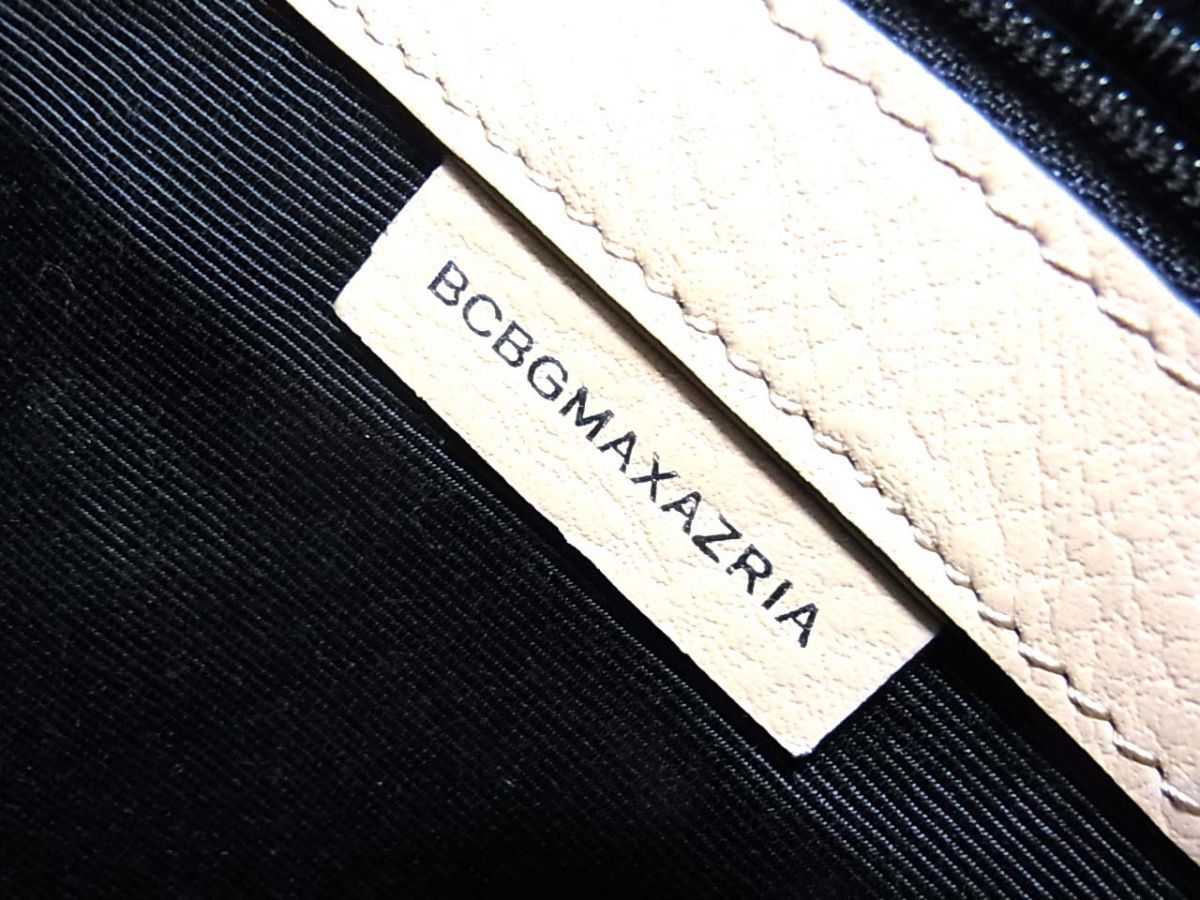 ☆BCBG MAXAZRIA ビーシービージーマックスアズリア レザーショルダーバッグ クラッチバッグ 2WAY ベージュ レディース_画像9