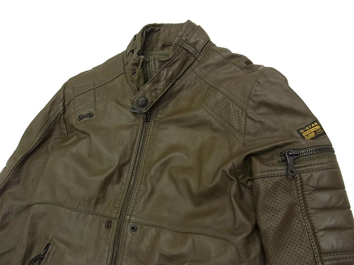 美品 羊革 定価6万◇G-STAR RAW MFD LEATHER JKT ラムレザー ライダースジャケットジースターロー メンズ 激シブ 革ジャン_画像4