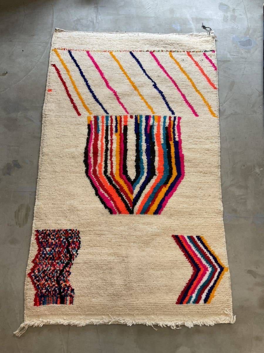アジラル　ウール　モロッコ　ラグ　絨毯 手織り　カーペット_画像1