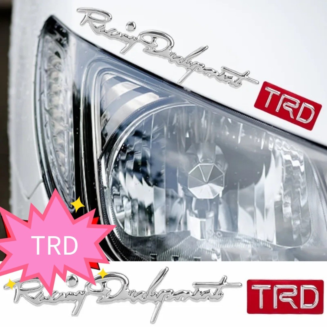 TRD メッキ調ステッカー 2P【赤】プリウス クラウン ハリアー アルファード アクア ヤリスクロス ライズ RAV4 86 カムリ C-HR bB プラド_画像7