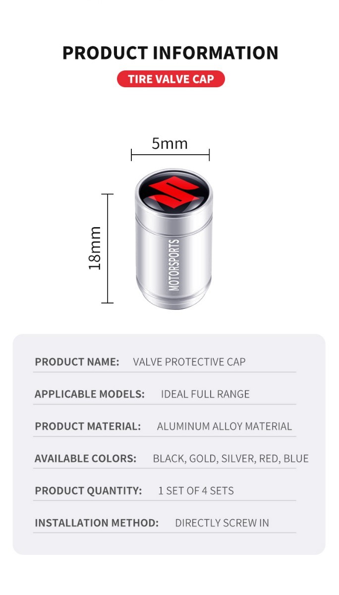 スズキ BIGエアーバルブキャップ 4P【銀×赤】ジムニー エブリイワゴン クロスビー ワゴンR アルト スペーシア ギア ハスラー スイフト_画像5