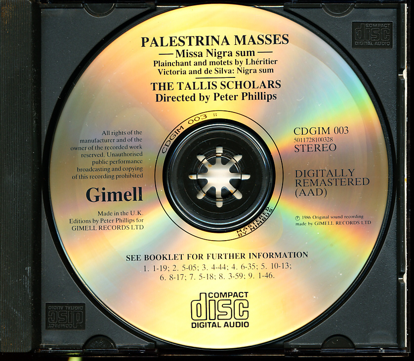 Gimell タリス・スコラーズ/The Tallis Scholars - パレストリーナ：ミサ曲「われは黒し」他　4枚同梱可能　a2DB001WSK6QW_画像3