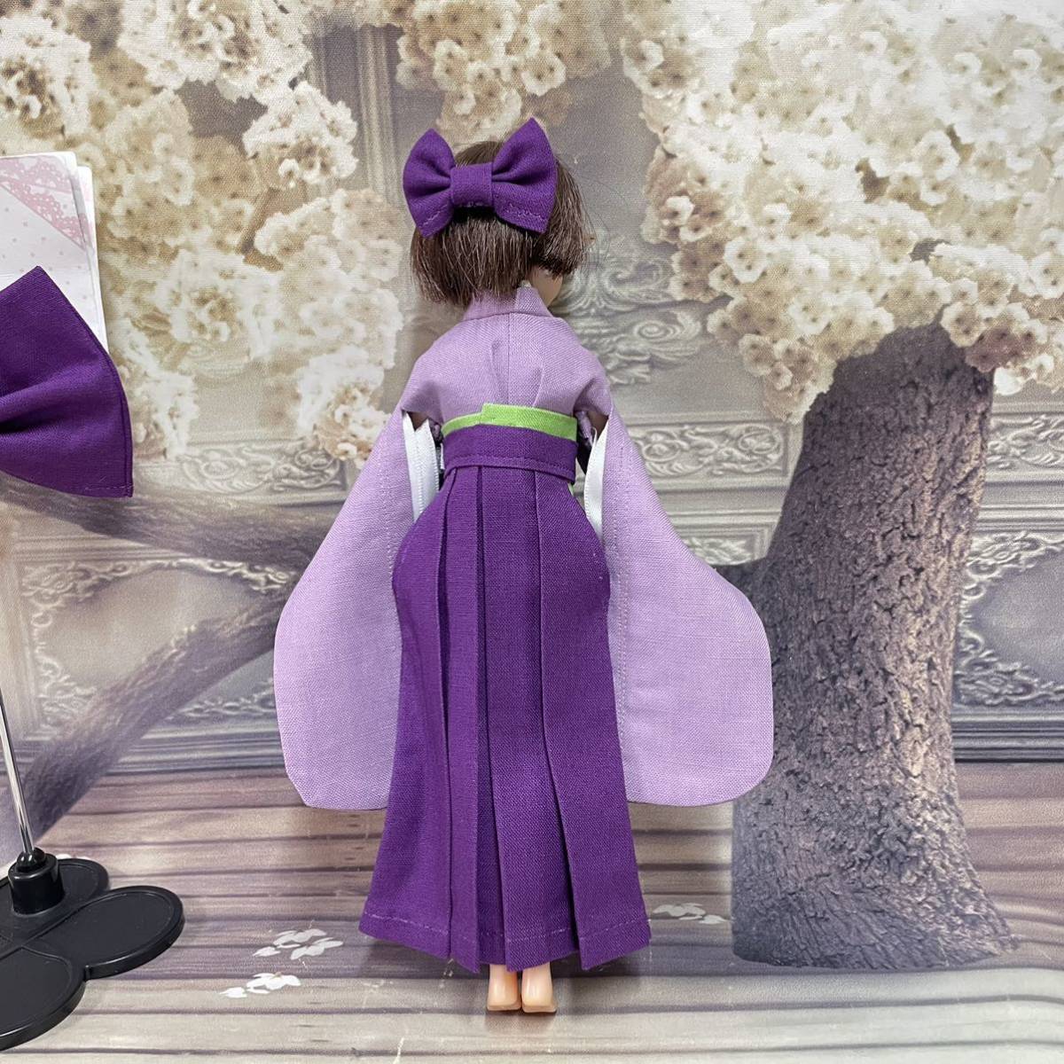 【送料無料】送料込 リカちゃん ブライス 着物 袴 アウトフィット 洋服 ミニチュア 薄紫　紫