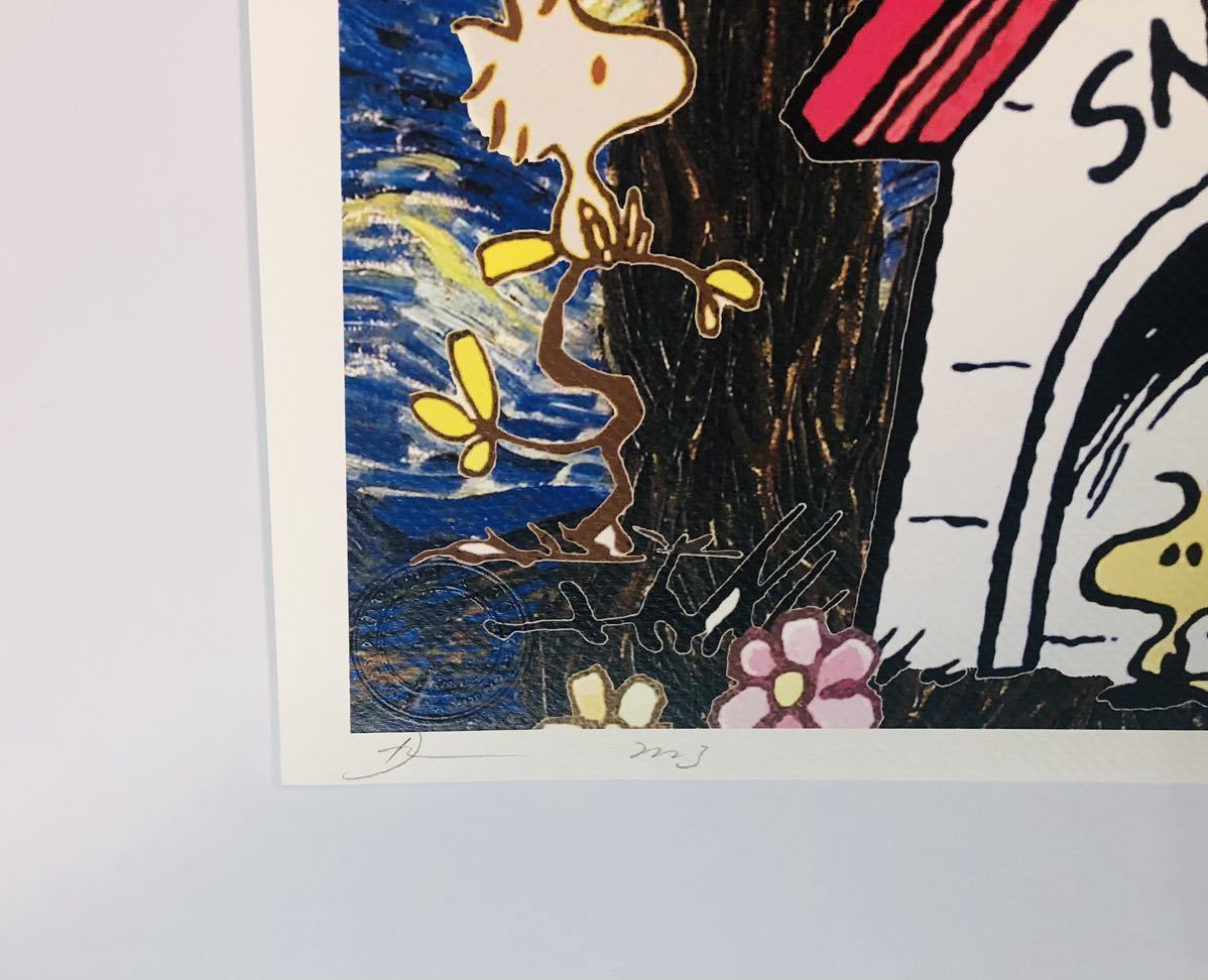 DEATH NYC アートポスター 世界限定100枚 スヌーピー SNOOPY ウッドストック PEANUTS ゴッホ 星月夜 ポスター ポップアート 現代アート _画像3