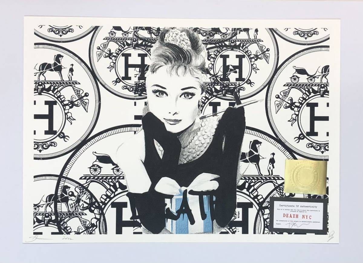 DEATH NYC アートポスター 世界限定100枚 ティファニーで朝食を ポップアート オードリーヘップバーン エルメス AudreyHepburn 現代アート _画像1