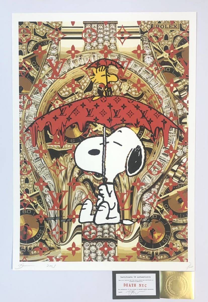 DEATH NYC アートポスター 世界限定100枚 スヌーピー SNOOPY ポップアート PEANUTS ウッドストック ロレックス ヴィトン 現代アート 限定_画像1