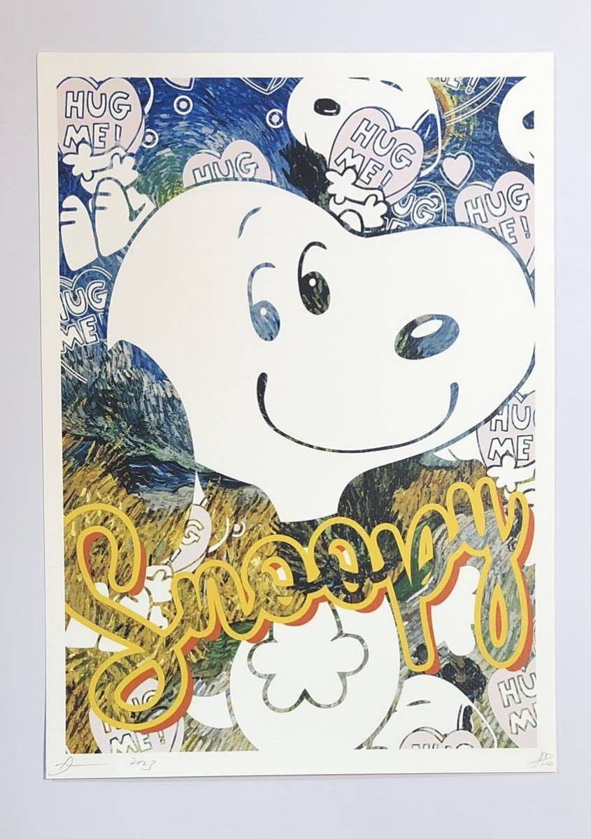 DEATH NYC アートポスター 世界限定100枚 スヌーピー SNOOPY ゴッホ 糸杉 星月夜 PEANUTS ポップアート 現代アート 限定ポスター 限定版_画像2