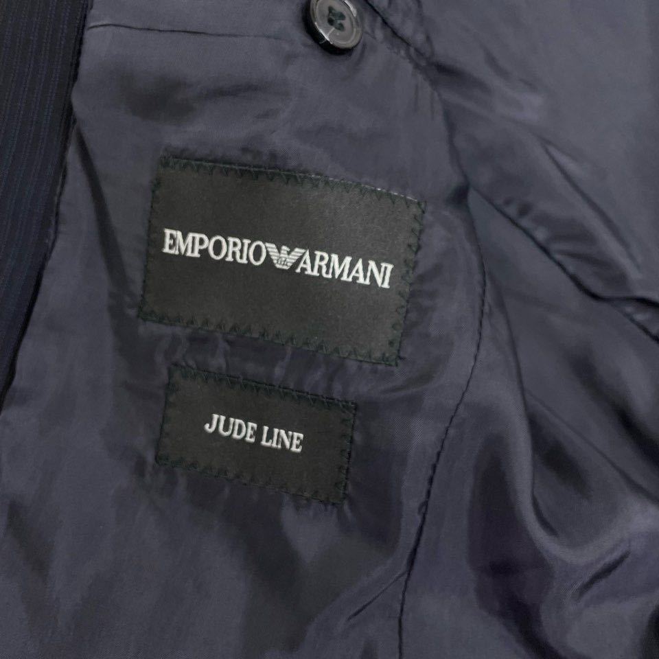 【高級艶】エンポリオアルマーニ テーラードジャケット　ストライプ　濃紺　イタリア製　46_画像9