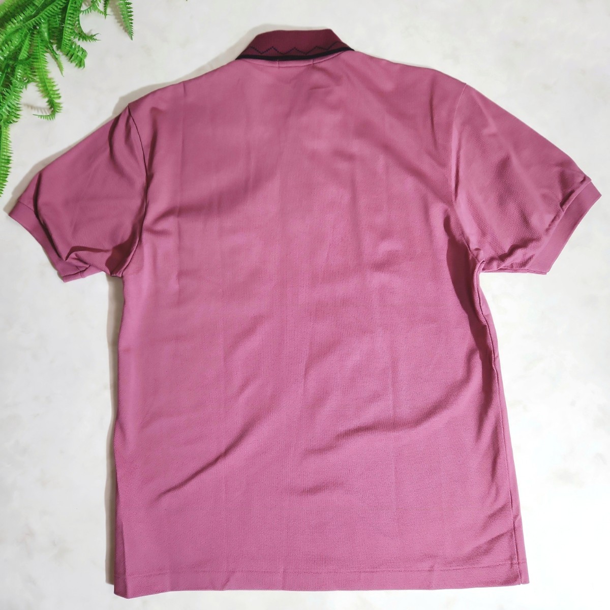 未使用品 レナウン SIMPLE LIFE 半袖ポロシャツ 赤紫っぽいピンク Lサイズ 胸ポケット 刺繍 82917_画像8