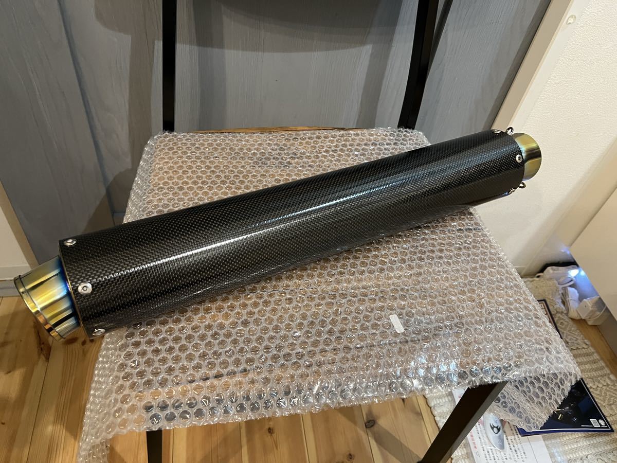 1円スタート 極美品 K-FACTORY カーボン GP サイレンサー ゴールド チタン 差込 60.5 500mm ロング 汎用 ZRX1200 GPZ900R Z900RS_画像9