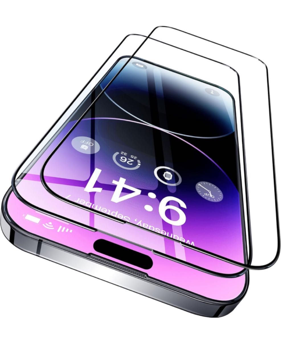 【装着感ゼロ・本体再現】 CASEKOO iPhone14 Pro 用 ガラスフィルム 2枚セット 簡単ガイド粋付き 高透過率