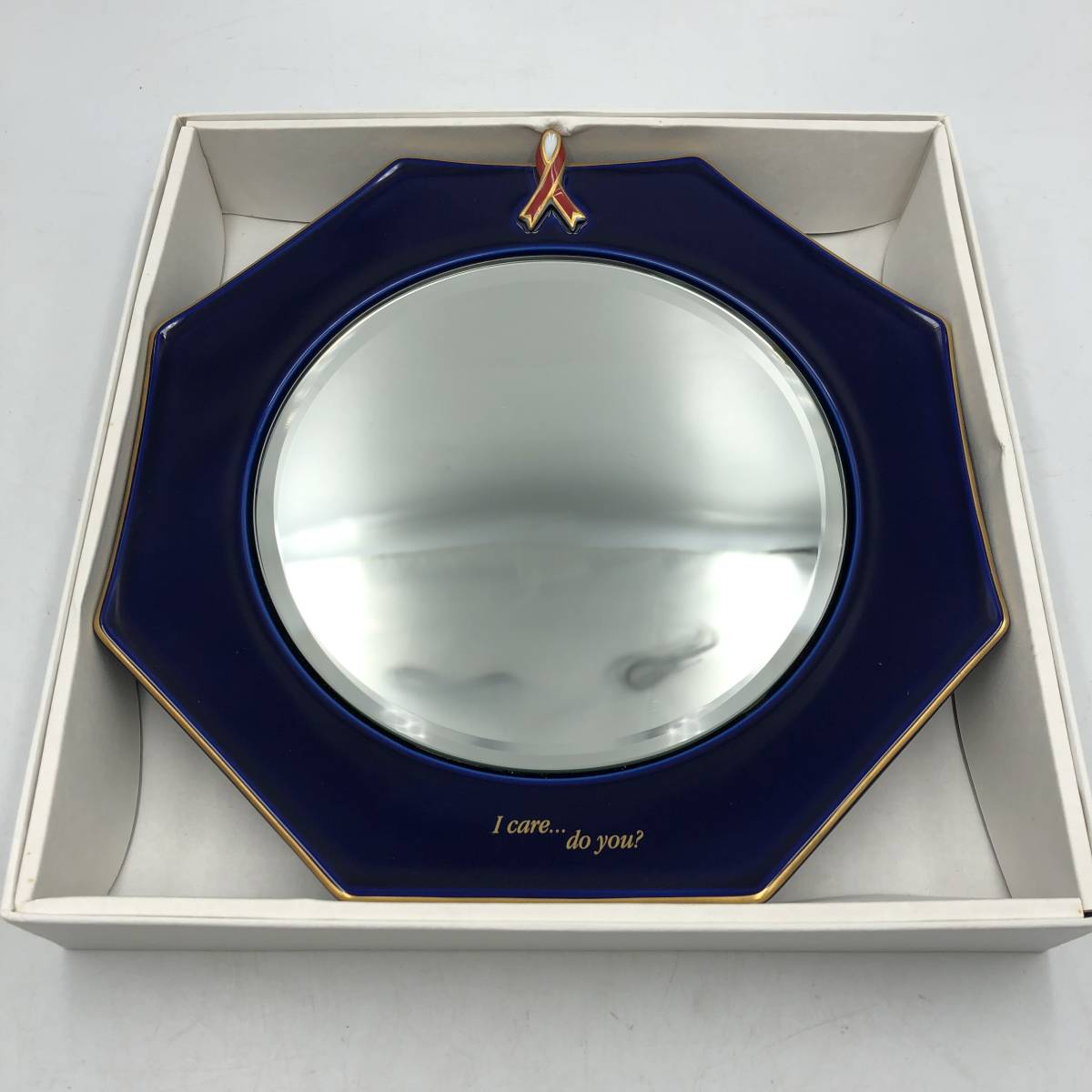 保管品　香蘭社　壁掛け　鏡　ミラー　皿　磁器　リボン　_画像1