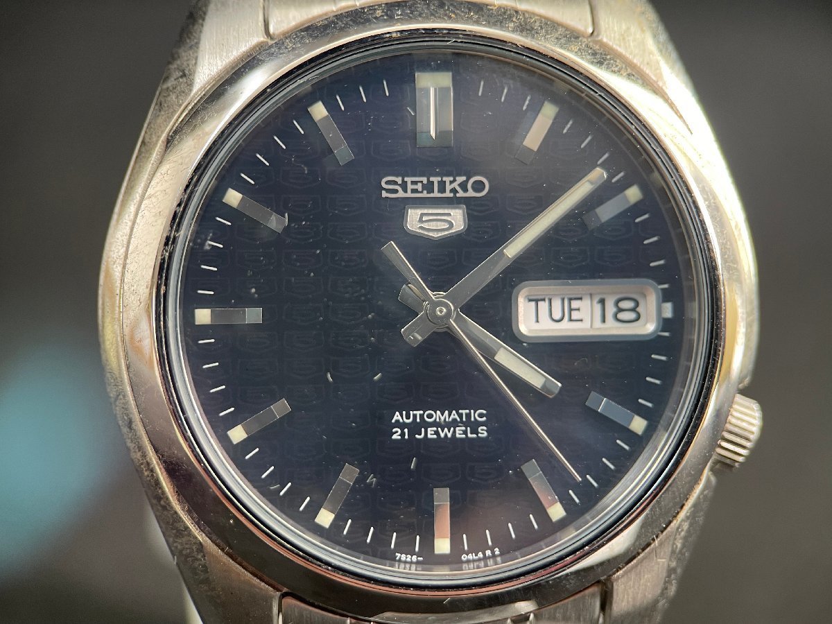 KF0601-106I　ゆうパック着払い　SEIKO　5　AUTOMATIC　21J　7S26-01V0　腕時計　セイコー　ファイブ　自動巻き　裏蓋スケルトン_画像2
