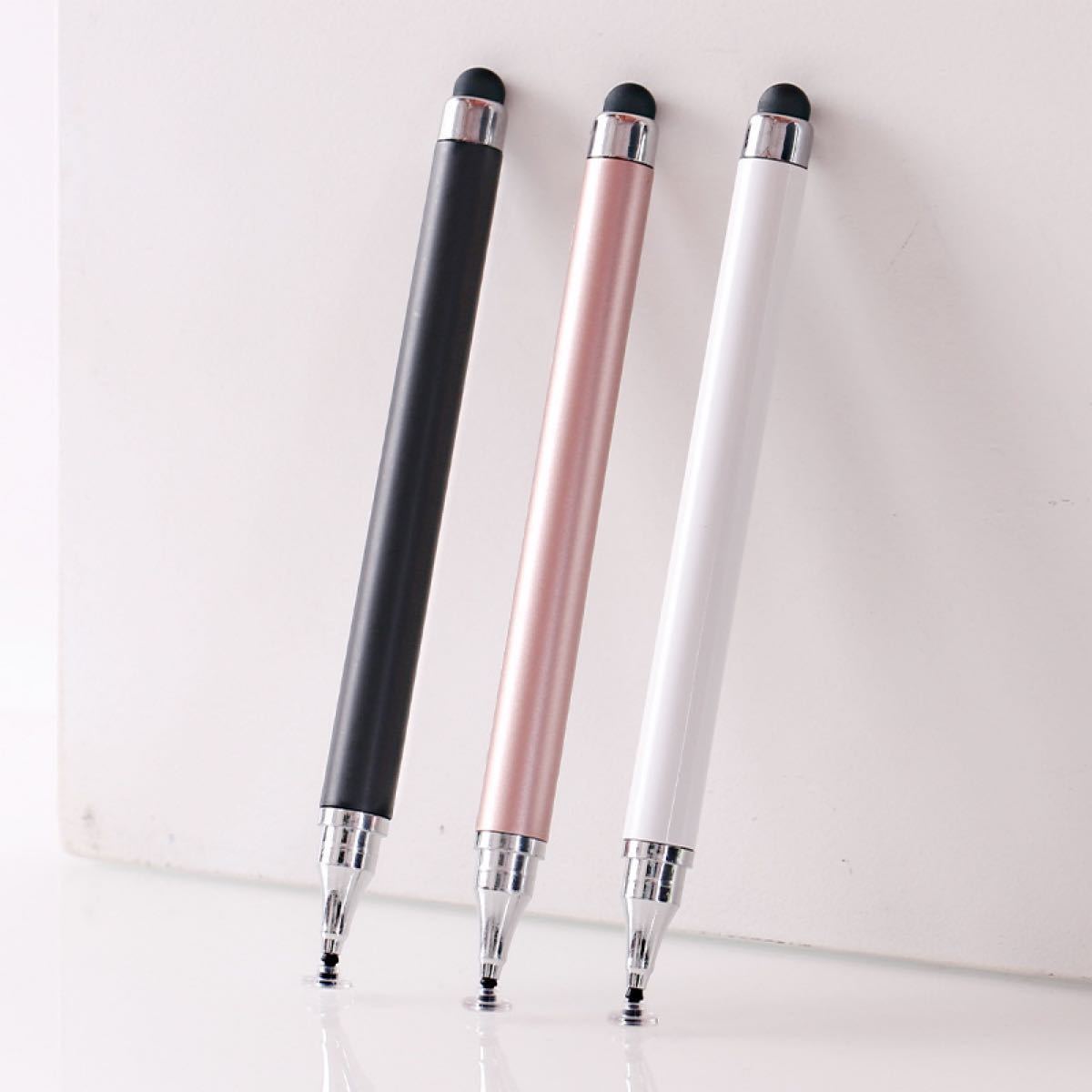 タッチペン 2本 セットiPad スマホ チャレンジ スマイルゼミ 白 ピンク ブラック_画像5