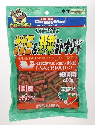 ドギーマン 犬用おやつ ヘルシーエクセルササミ&野菜ジャーキーフード 400g_画像1