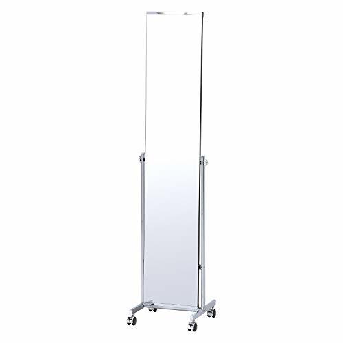  un- two trade looking glass stand mirror width 37cm silver angle adjustment .. prevention with casters .15547