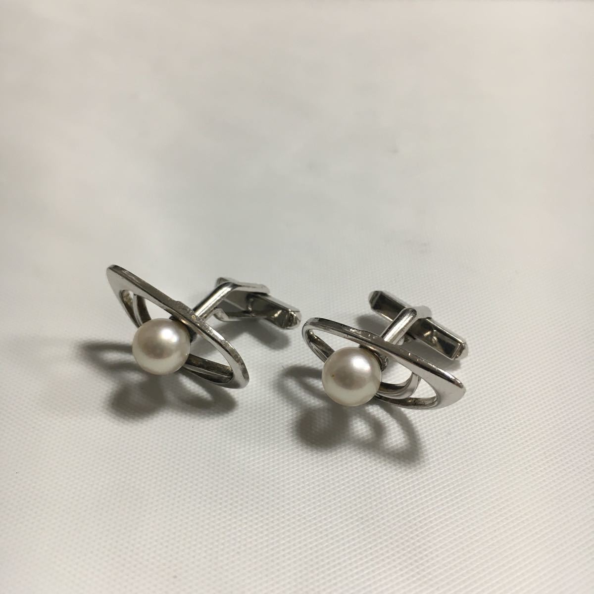 手入れ済み 希少 レア MIKIMOTO ミキモトパール カフス シルバー アクセサリー_画像1