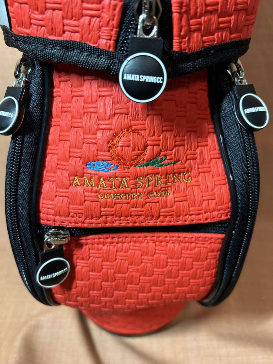 【未使用品】AMATA SPRING CC アマタスプリング カントリークラブ Mini Golf Bag ミニキャディバッグ型 カートバッグ 赤x黒x銀 保冷仕様の画像3