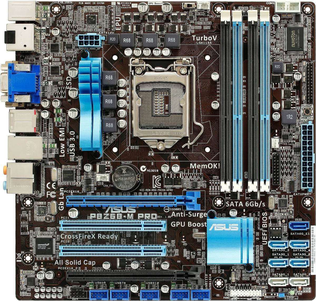 ASUS P8Z68-M Pro LGA 1155 Intel Z68 HDMI SATA 6Gb/s USB 3.0 Micro ATX Intel Motherboard with UEFI BIOS_画像1