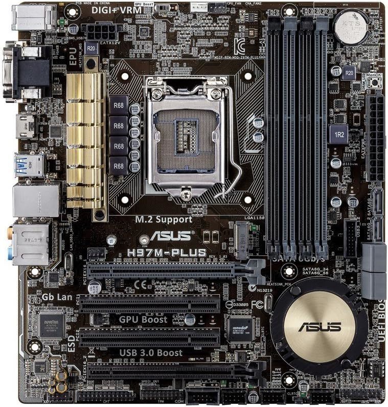 ASUS H97M-PLUS LGA 1150 Intel H97 HDMI SATA 6Gb/s USB 3.0 Micro ATX Intel Motherboard_画像1