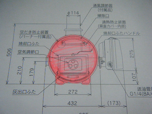 長府 兼用釜 風呂釜 薪 薪風呂釜 焚口部一式　修理用部品　コンパクトタイプ用_図面はCHS-6ですが取付できます。