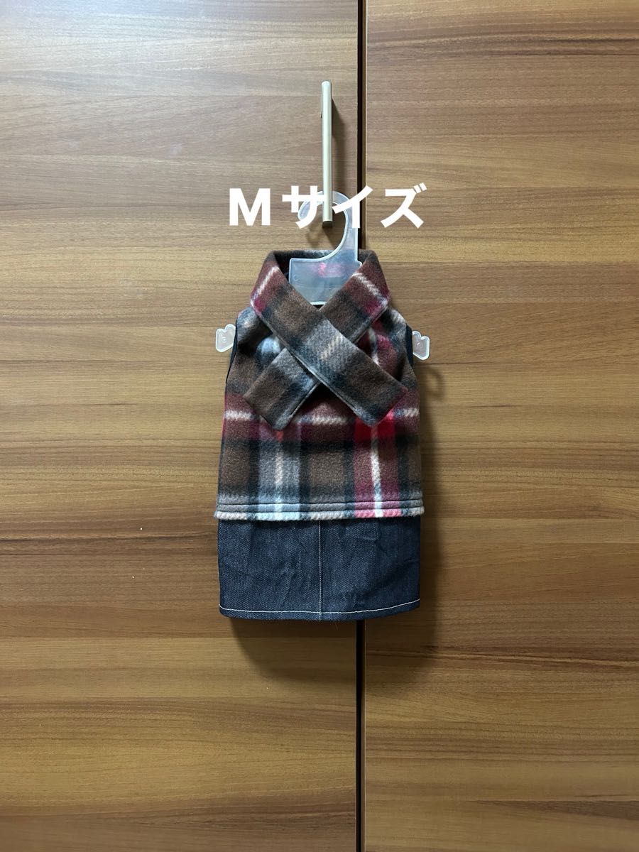 犬服 マフラー付きワンピース M ハンドメイド