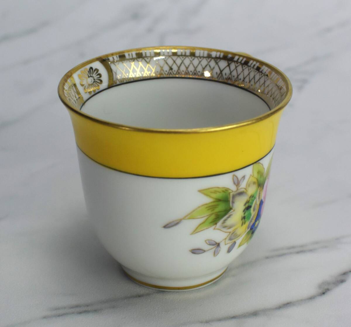 【美品】ノリタケ Noritake 　カップ＆ソーサー 　デミタスカップ　黄　金　花柄_画像7