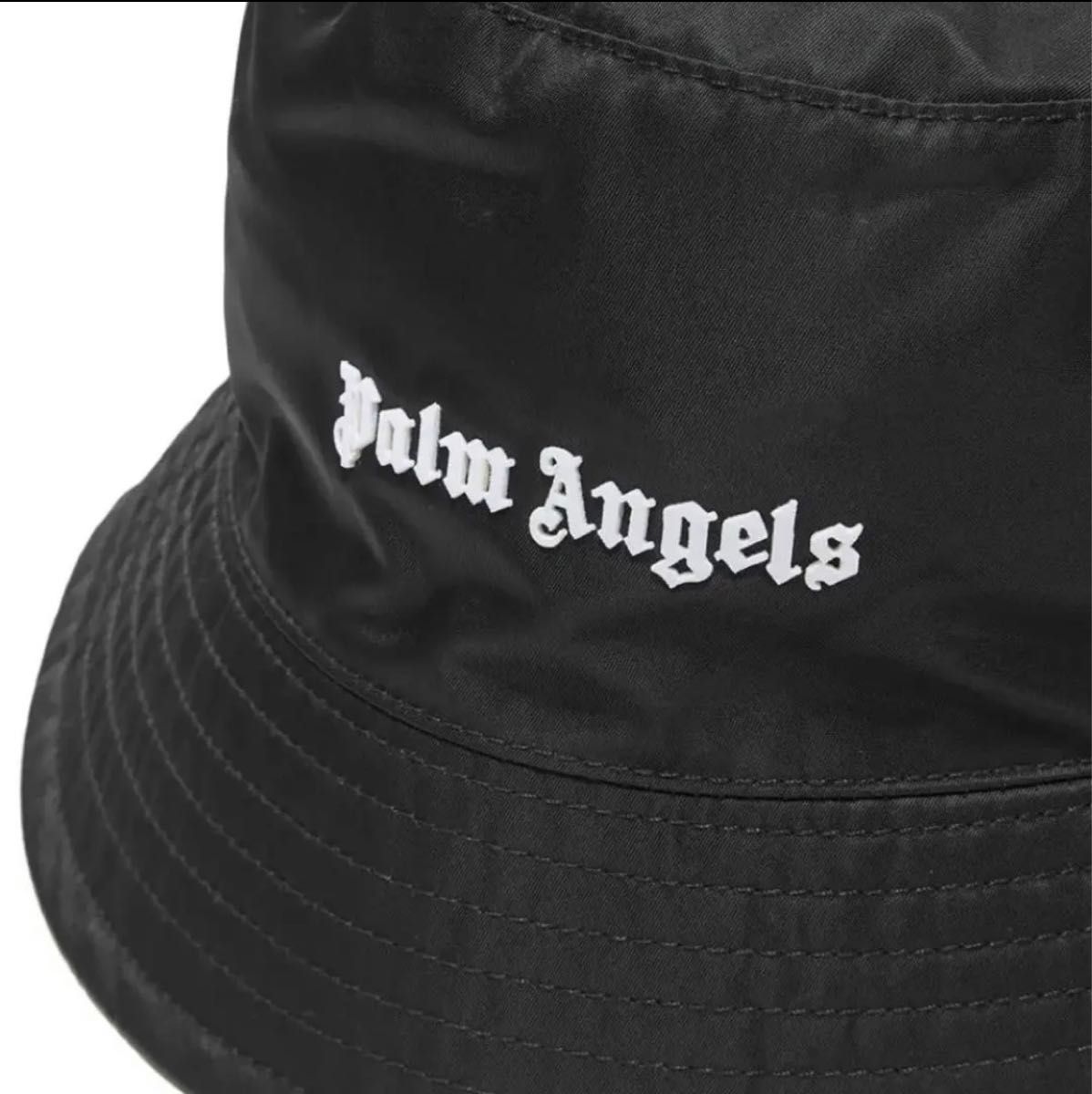 PALM ANGELS パームエンジェルス　ロゴ ナイロン バケットハット ハット 帽子　バケハ　ブラック　キャップ　 ロゴ 黒