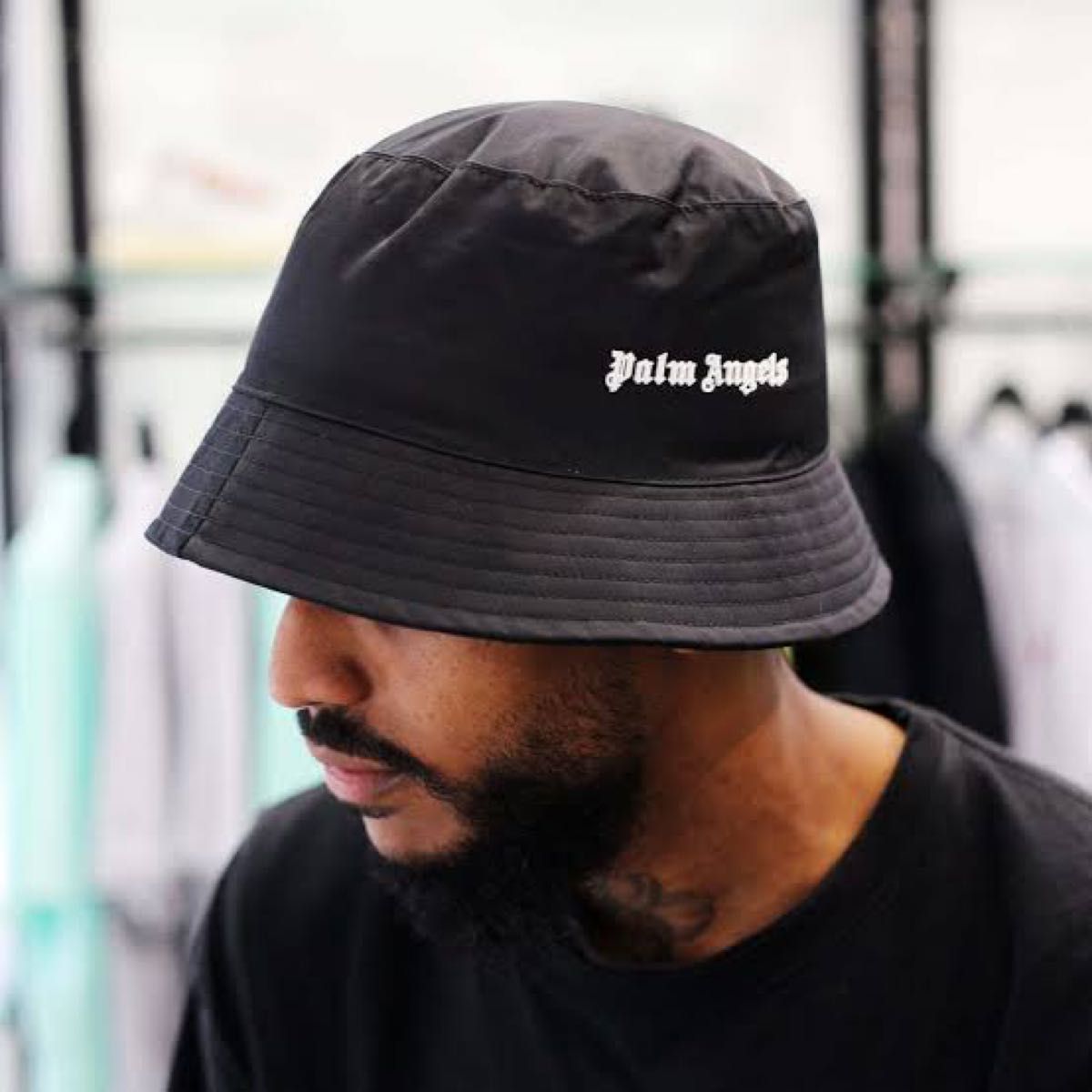 Palm AngelsパームエンジェルスVenice Track Bucket Hatキャップ PALM ANGELS パームエンジェルス ロゴ ナイロン バケットハット