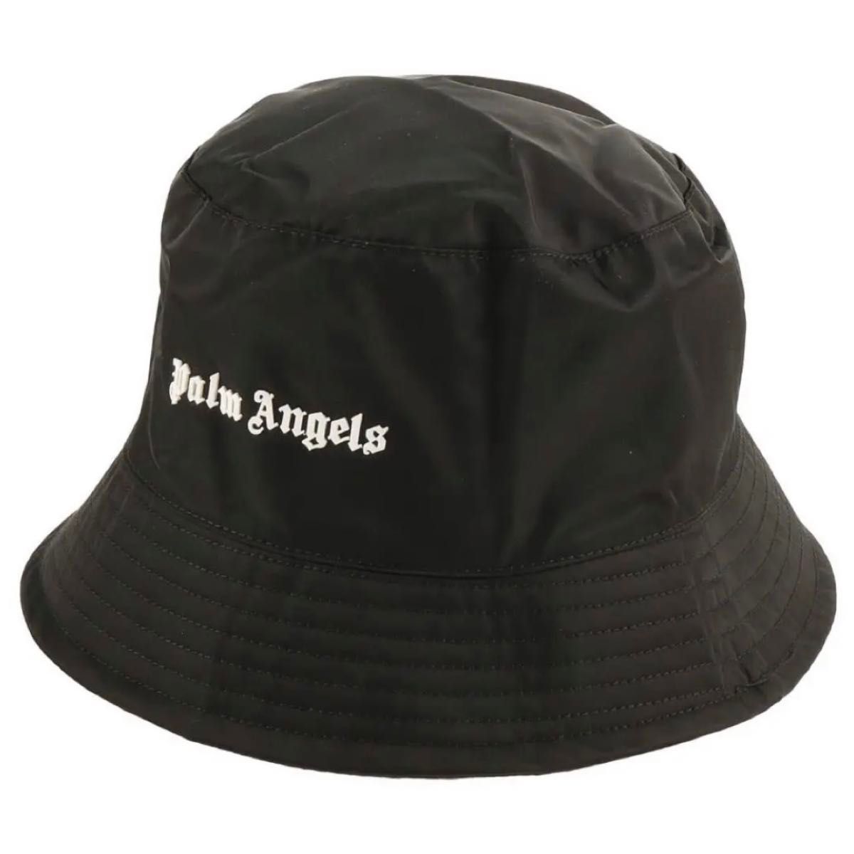 PALM ANGELS パームエンジェルス　ロゴ ナイロン バケットハット ハット 帽子　バケハ　ブラック　キャップ　 ロゴ 黒