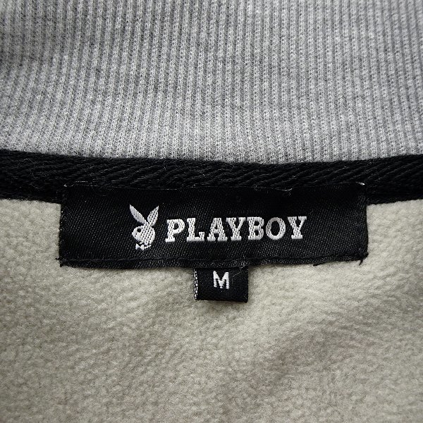 新品 プレイボーイ 2023秋冬 裏起毛 ハーフジップ スウェット LL 灰【34058_97】 PLAYBOY メンズ 刺繍 トレーナー スエット プルオーバー_画像10