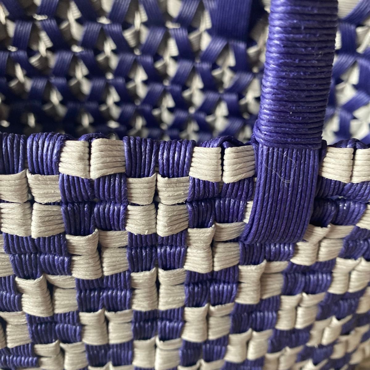 エコクラフトバック　ハンドメイド　かごバック　四つ畳編み　カゴ