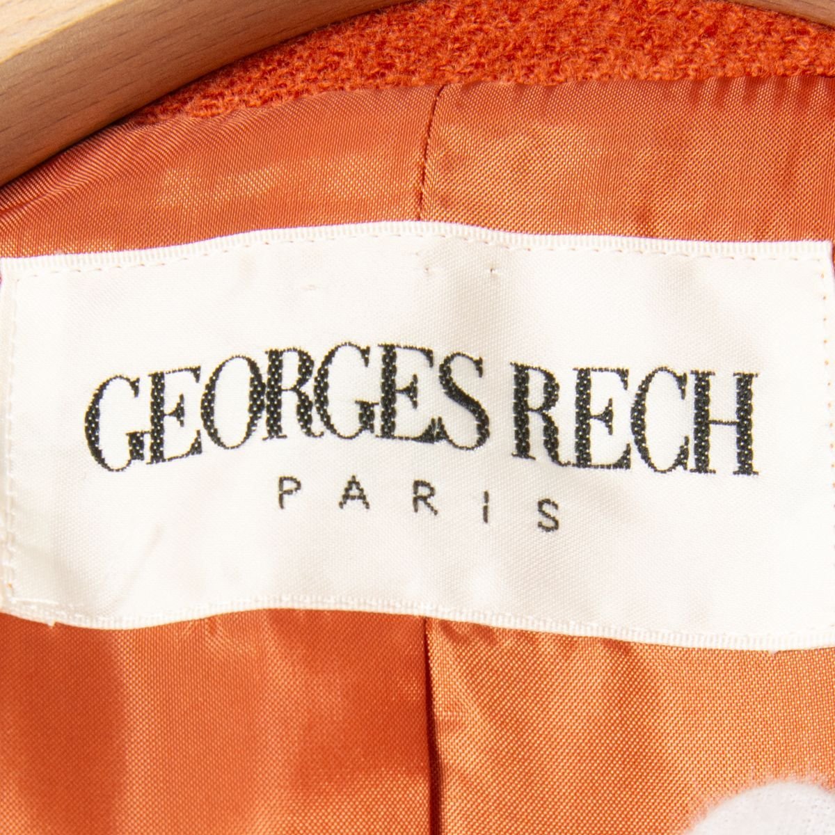 GEORGES RECH ジョルジュレッシュ ミドル丈コート アウター ウール98％ レトロ クラシカル きれいめカジュアル オレンジ 無地 40 冬_画像6