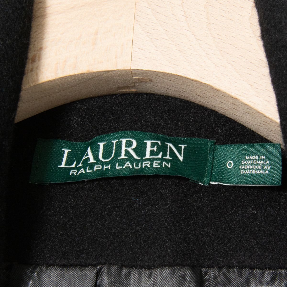 LAUREN RALPH LAUREN ラルフローレン コート 肩パッド アウター ウール60％ フェミニン ロゴ釦 クラシカル 大人かわいい 黒 ブラック 0_画像6