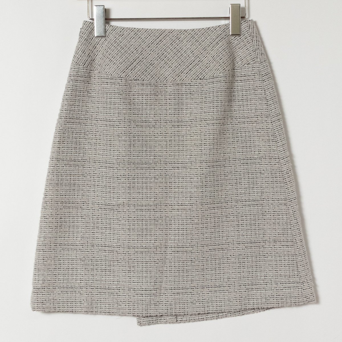 UNTITLED Untitled wool skirt trapezoid skirt knee height gray black 1 S lady's box check clean . on goods formal 