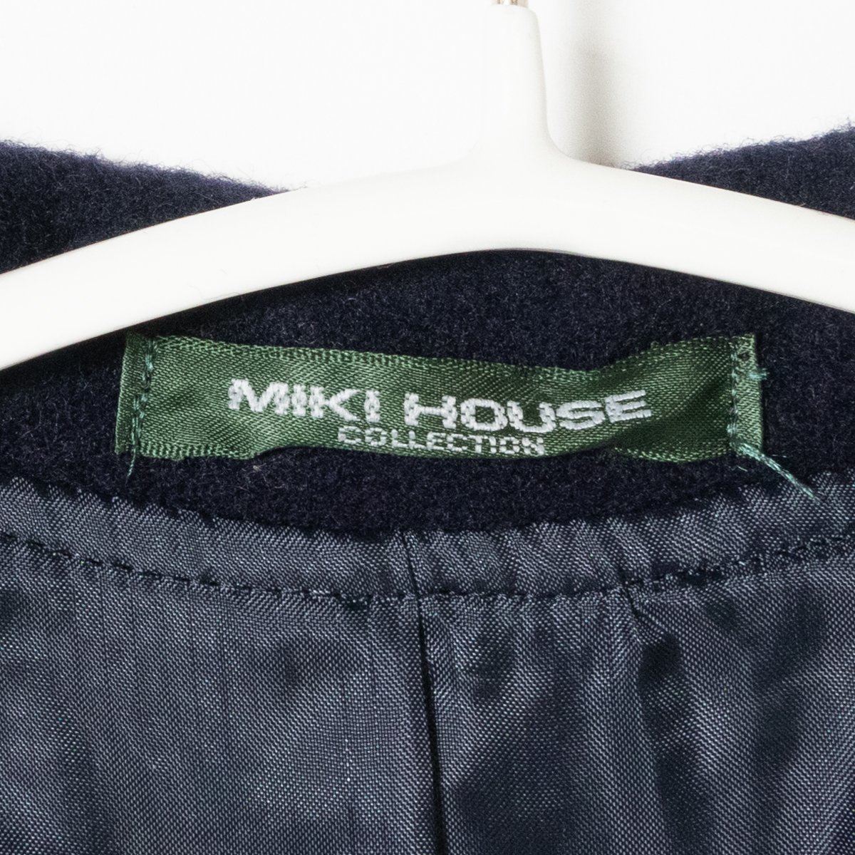 MIKI HOUSE ミキハウスコレクション キッズ 子供服 ロング丈 コート 丸襟 120 ネイビー 紺 シンプル アウター お受験 行事 Aライン 冬 春の画像2