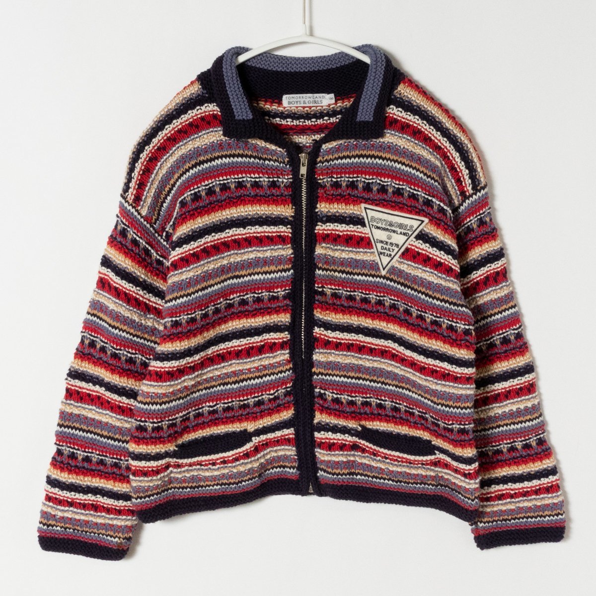 TOMORROWLAND BOYS & GIRLS Tomorrowland Kids child clothes collar attaching knitted cardigan 130 multicolor cotton cotton navy red 