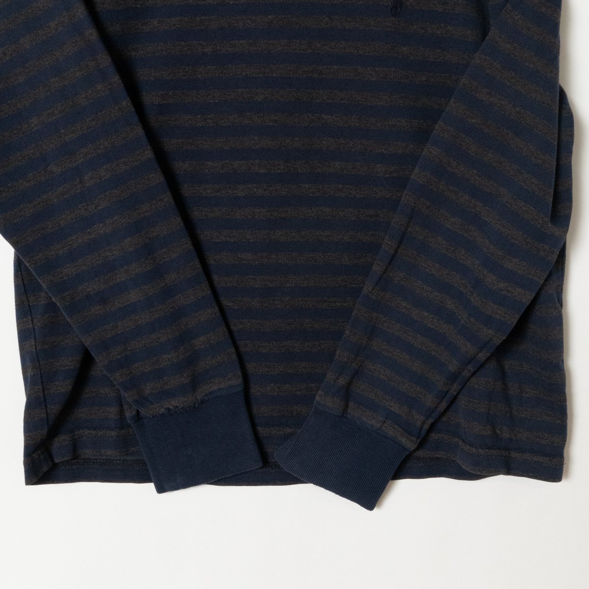 Polo by RalphLauren Polo bai Ralph Lauren Kids child clothes border cut and sewn 130 long sleeve navy × gray navy blue sleeve rib long T T-shirt spring 