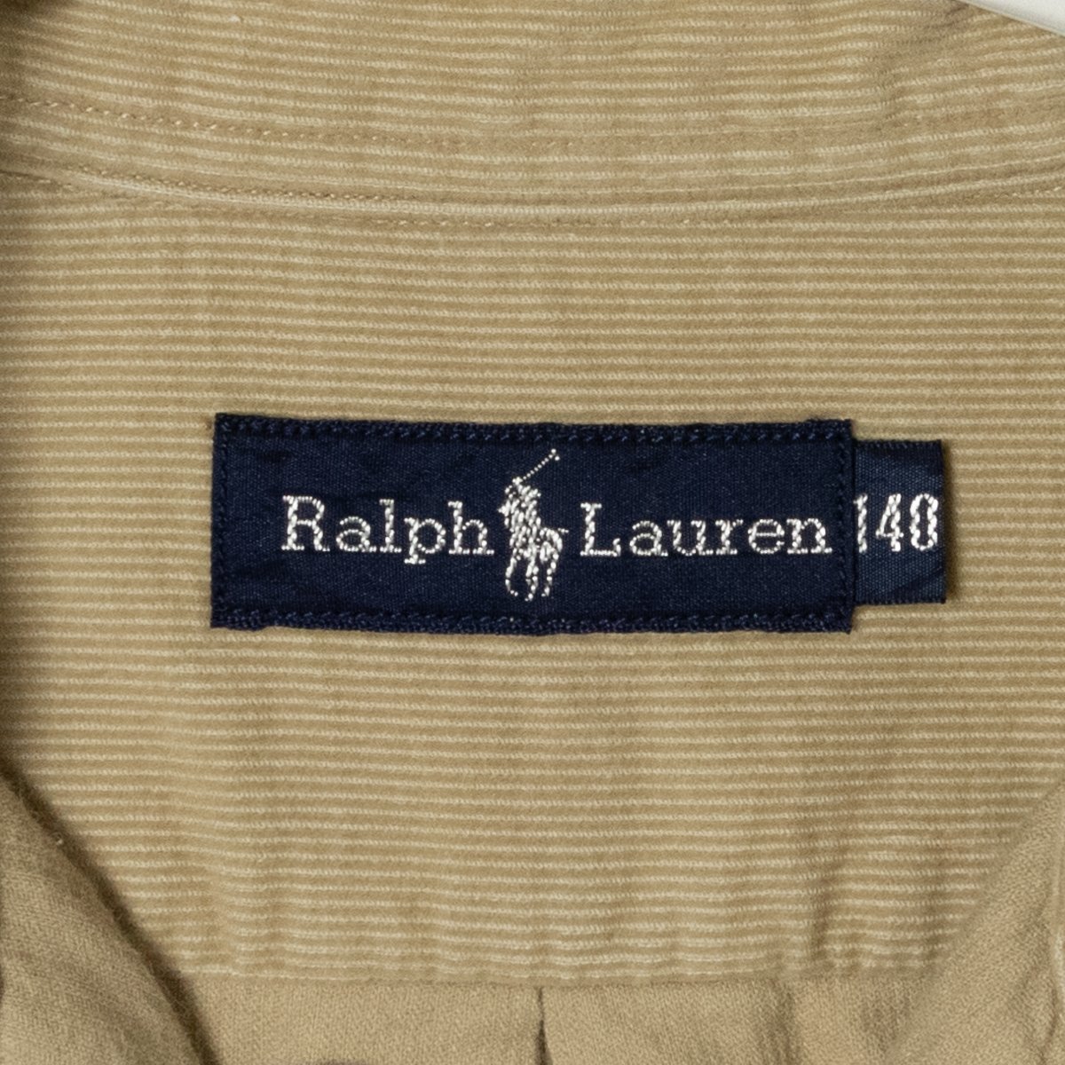 RALPH LAUREN ラルフローレン キッズ 子供服 コーデュロイ ボタンダウンシャツ 140 ベージュ ホースマーク シンプル ナイガイ 秋 冬_画像2