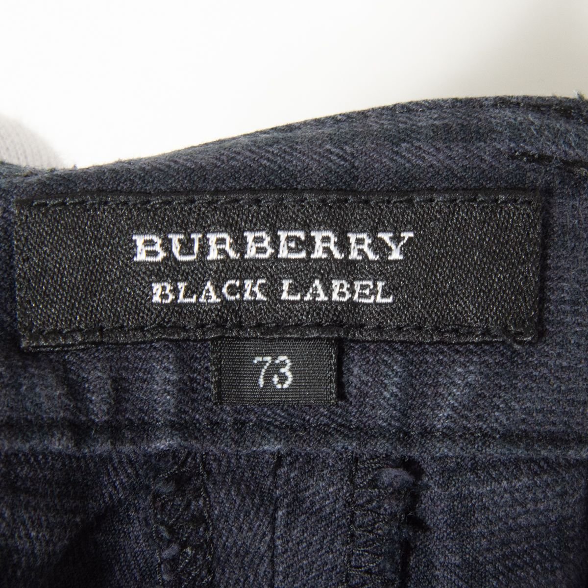 BURBERRY BLACK LABEL バーバリー ブラックレーベル サイズ73 チェック柄 パンツ ボトムス コットン混 紺/ネイビー系 メンズ カジュアル_画像6