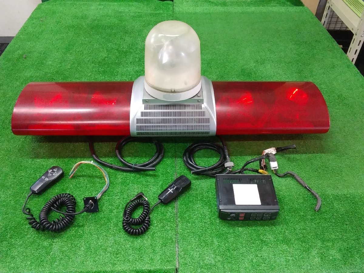 PATLITE パトライト 散光式警光燈 AJS-12HMF-SW 電圧 DC12V 電流 11.3A 電球 35Wx4 サイレンアンプ付 SAP-500BK_画像1