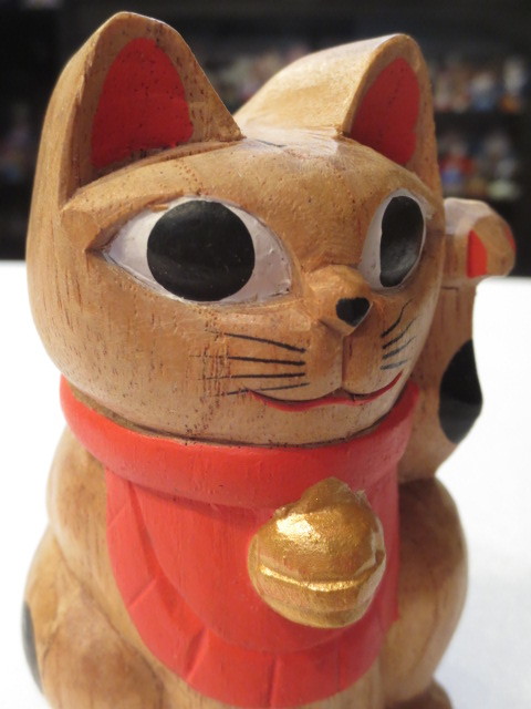 【壽】木彫人形　招き猫（大）　郷土玩具　木工玩具　民芸品　_画像6