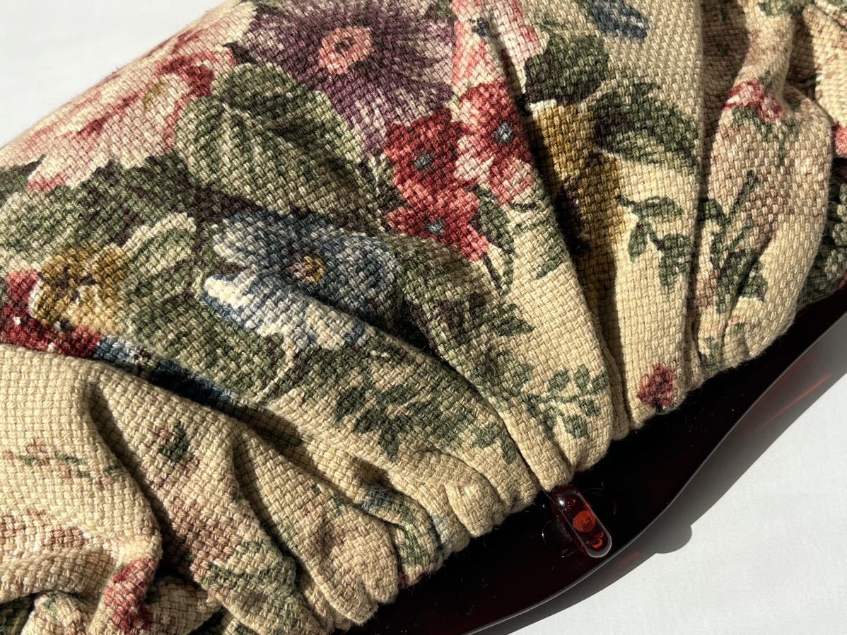 ヴィンテージ フランス 美しいフローラルパターンのクラッチバッグ vintage bag beautiful floral France_画像3
