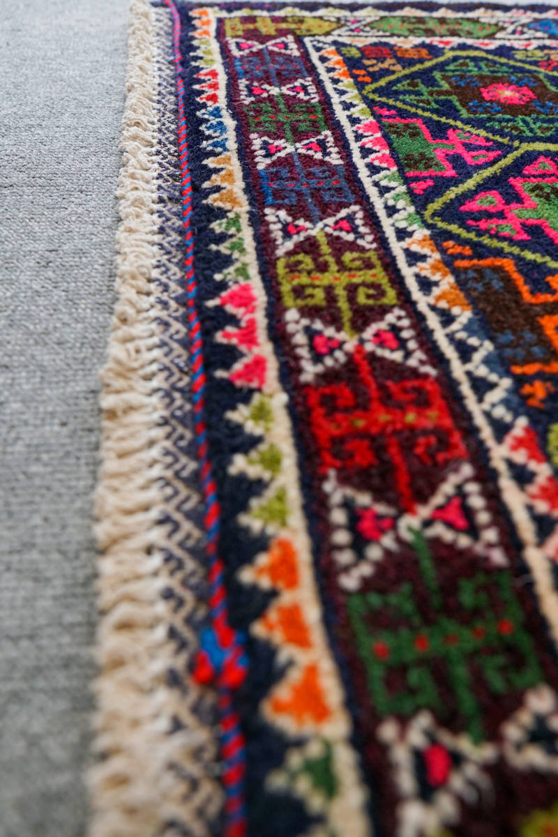 231×55cm　アフガニスタン手織り絨毯　ランナー_画像6