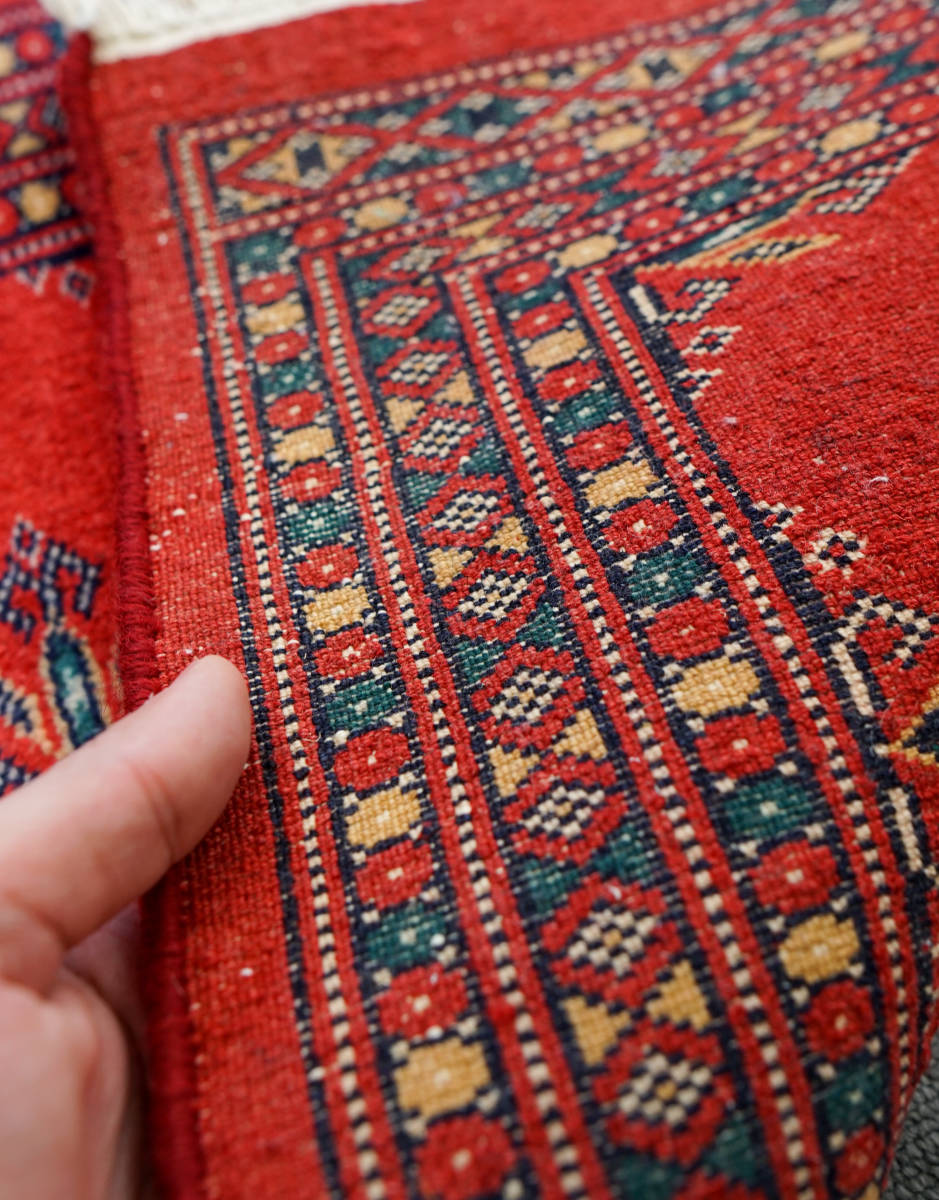 82×47cm トルクメン ボハララグ 手織り絨毯