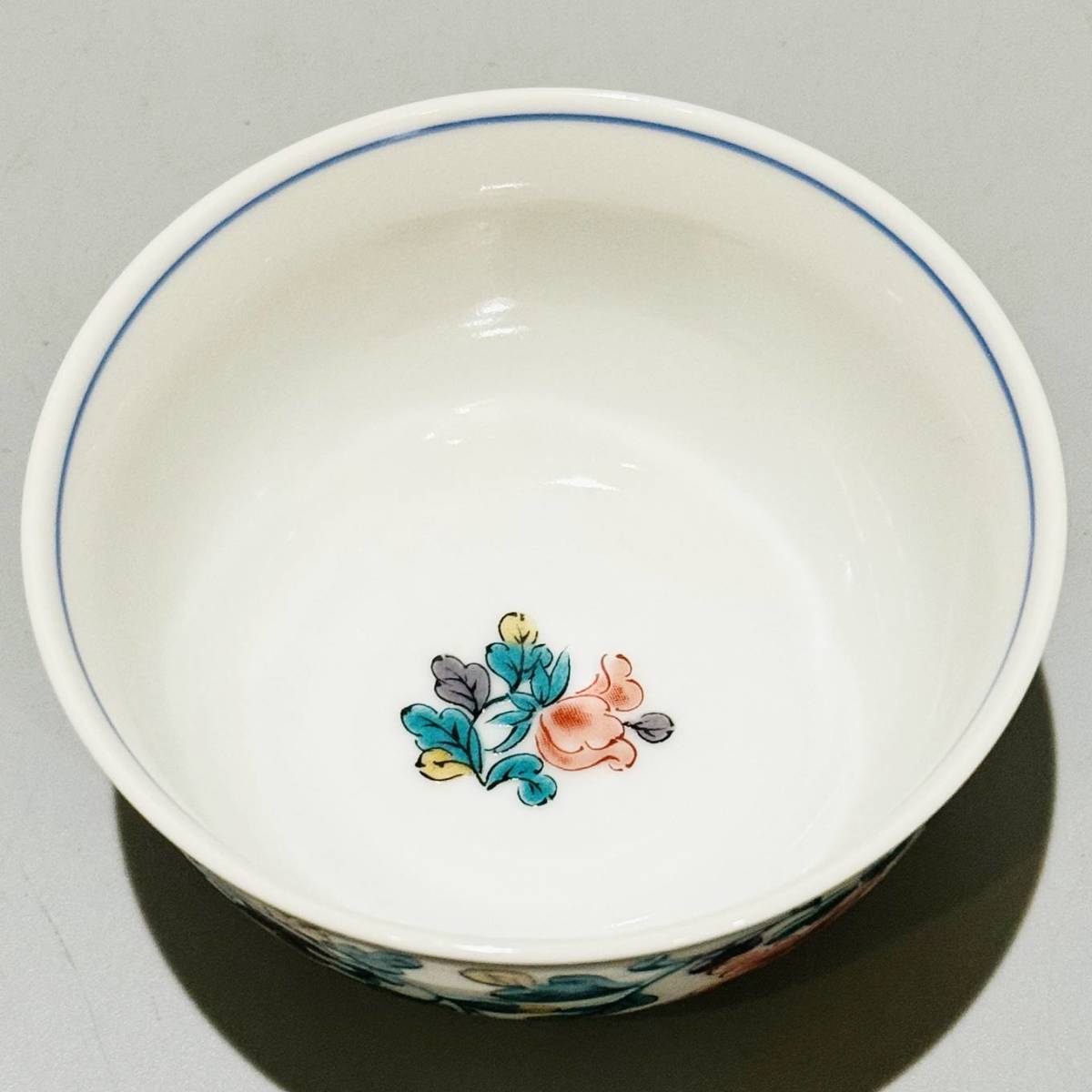 甲MJ17282　美品　クリーニング済　絵揃　九谷焼　淳峰 作　草花文様　茶器揃い　茶器セット　横手急須　湯呑　茶器　煎茶道具　伝統工芸品_画像4