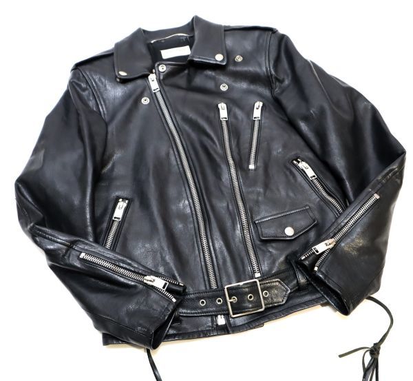 国内正規品 名作14AW SAINT LAURENT PARIS エディ期361694 L17モータサイクル ジャケット サンローランパリ ライダースジャケット 44 JK-21_画像5