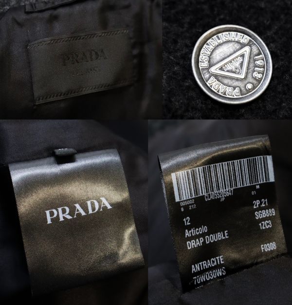 正規品 21/22AW PRADA SGB889 オーバーサイズ ウールコート コレクションLOOK15 プラダ オーバーコート 襟ニット ラフシモンズ M JK-21_画像10